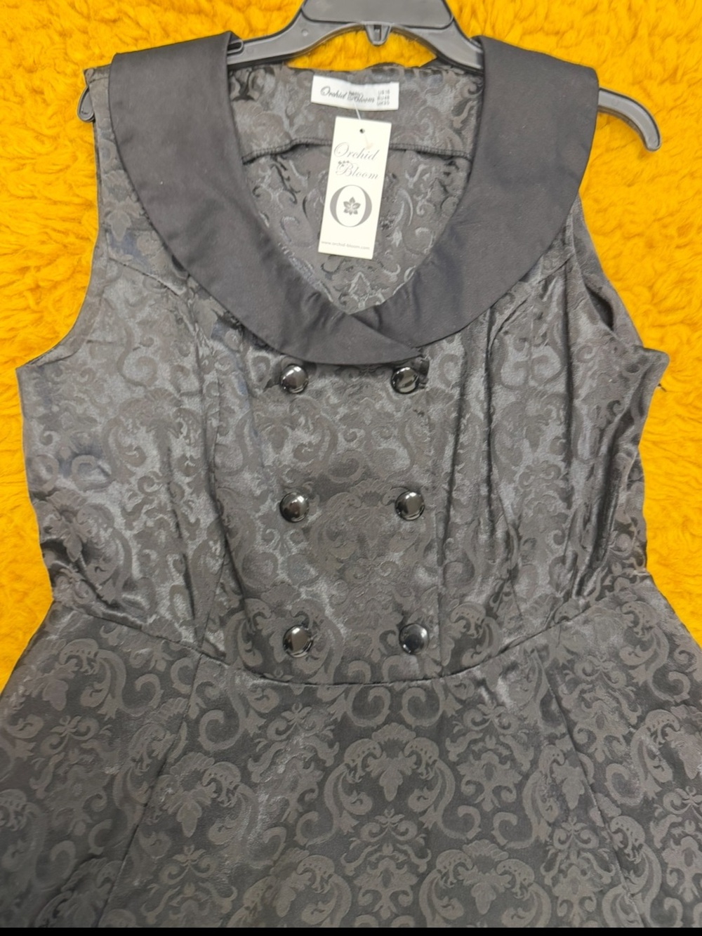 Orchid blood retro black jacquard sleeveless fit & flare vintage midi dress 16